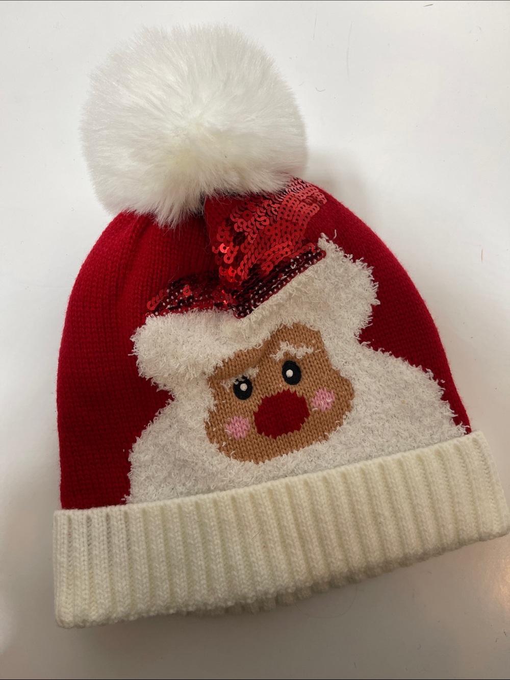 5/$25 Festive Red Santa Pom-Pom Knit Beanie